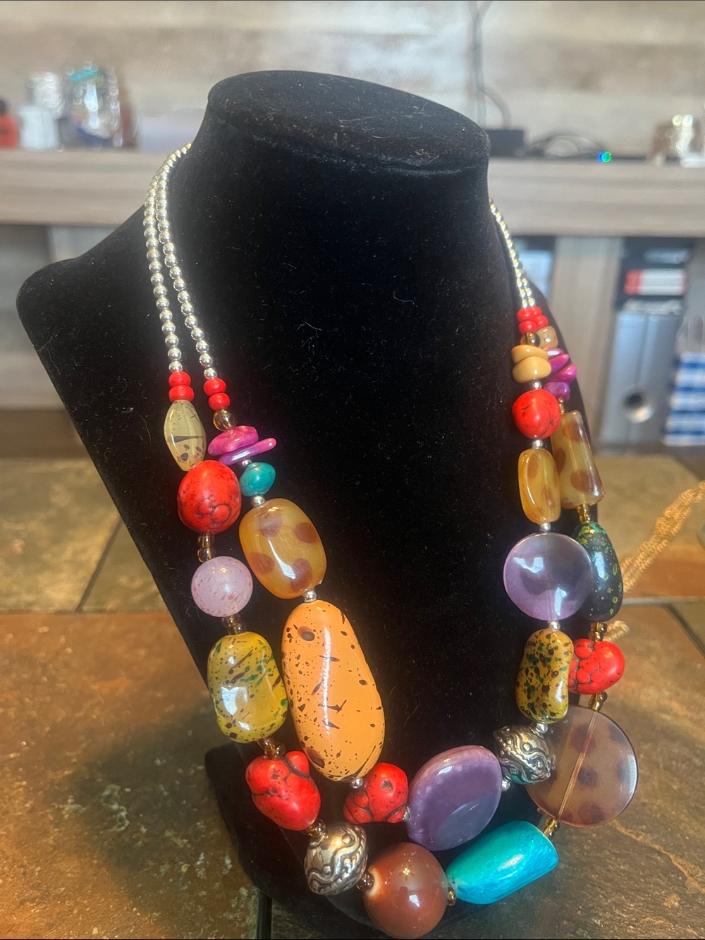 Multicolor Statement Beaded Necklace - Artisan Women Jewelry - Picture 3 of 8